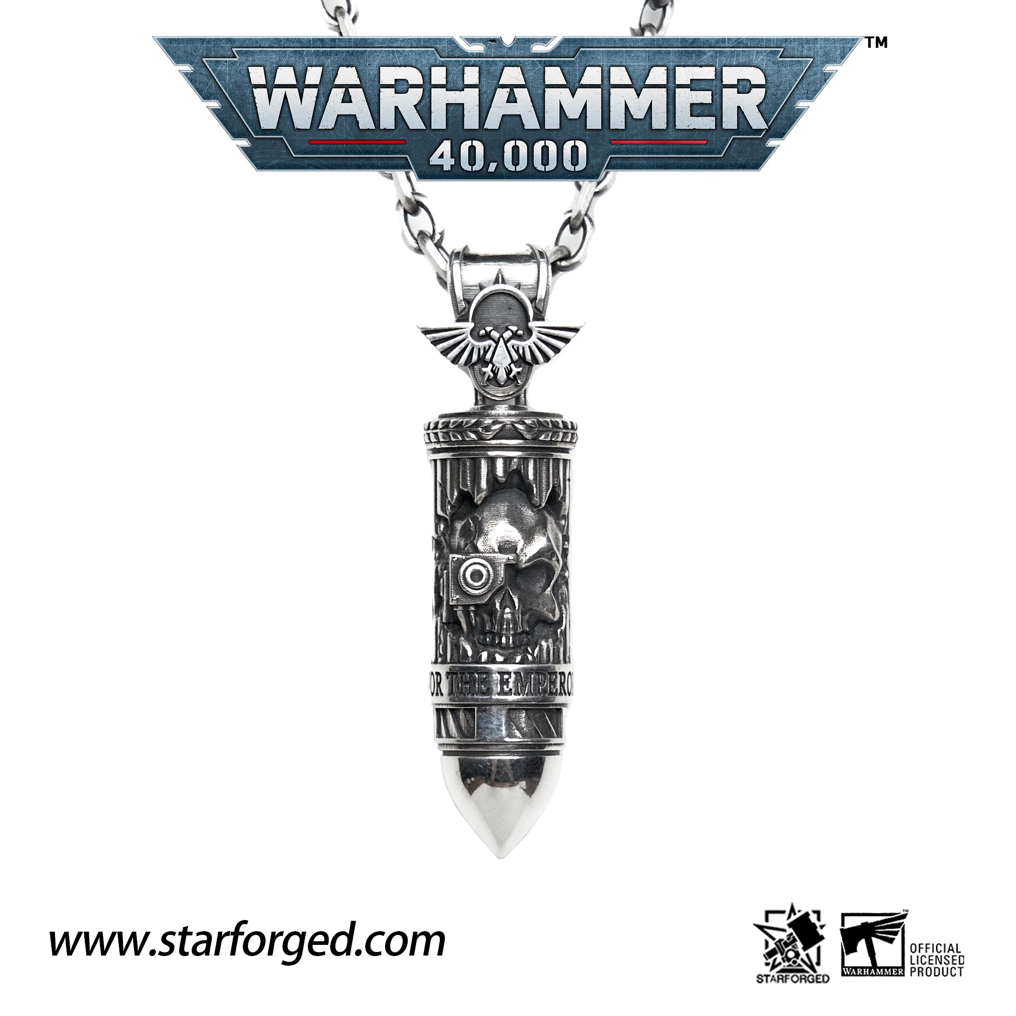 Warhammer 40K Truesilver Bolt Pendant Angel of death Bolter Necklace by Starforged