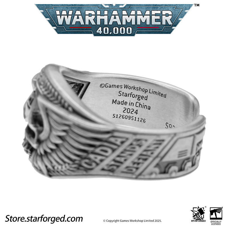 Astra Militarum De Gloria Cadia Ring Cadian Shock Troopers Warhammer Memorial Ring Gold & Silver - Image 10