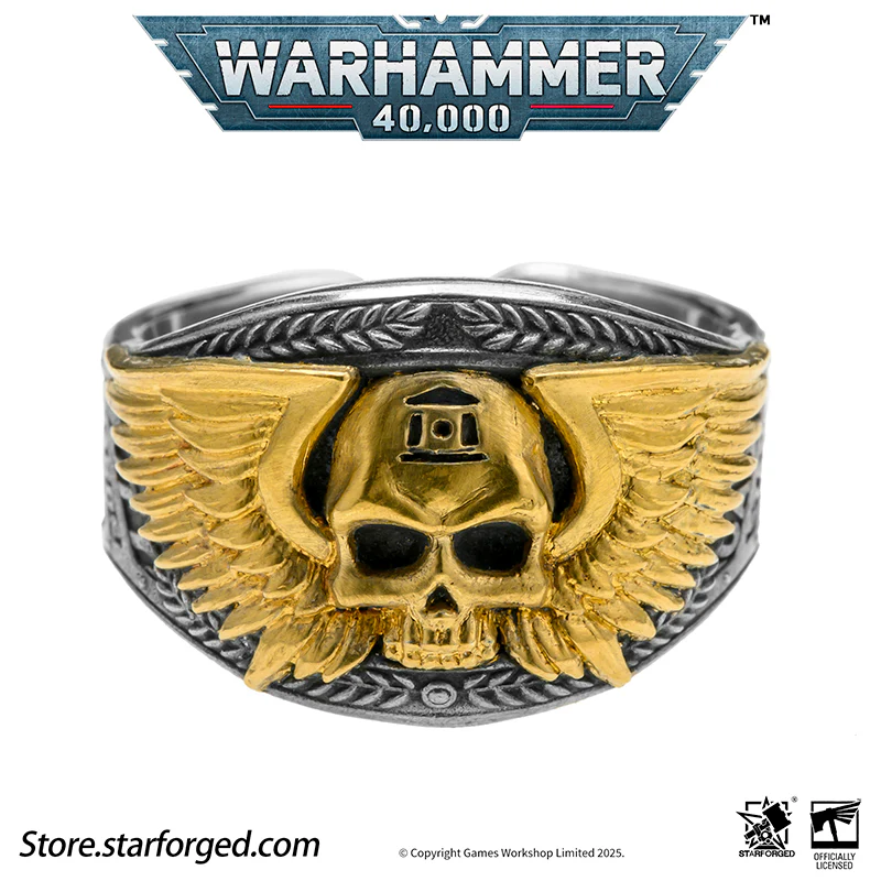 Astra Militarum De Gloria Cadia Ring Cadian Shock Troopers Warhammer Memorial Ring Gold & Silver - Image 11