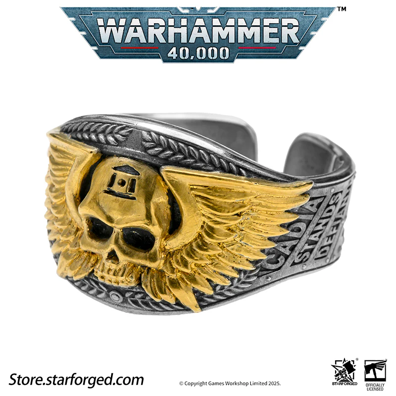 Astra Militarum De Gloria Cadia Ring Cadian Shock Troopers Warhammer Memorial Ring Gold & Silver - Image 12