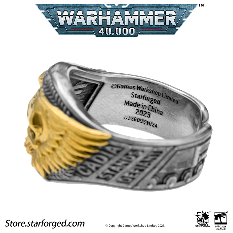 Astra Militarum De Gloria Cadia Ring Cadian Shock Troopers Warhammer Memorial Ring Gold & Silver - Image 13