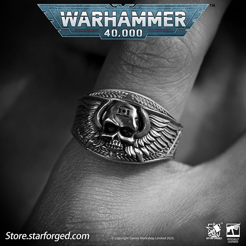 Astra Militarum De Gloria Cadia Ring Cadian Shock Troopers Warhammer Memorial Ring Gold & Silver - Image 6