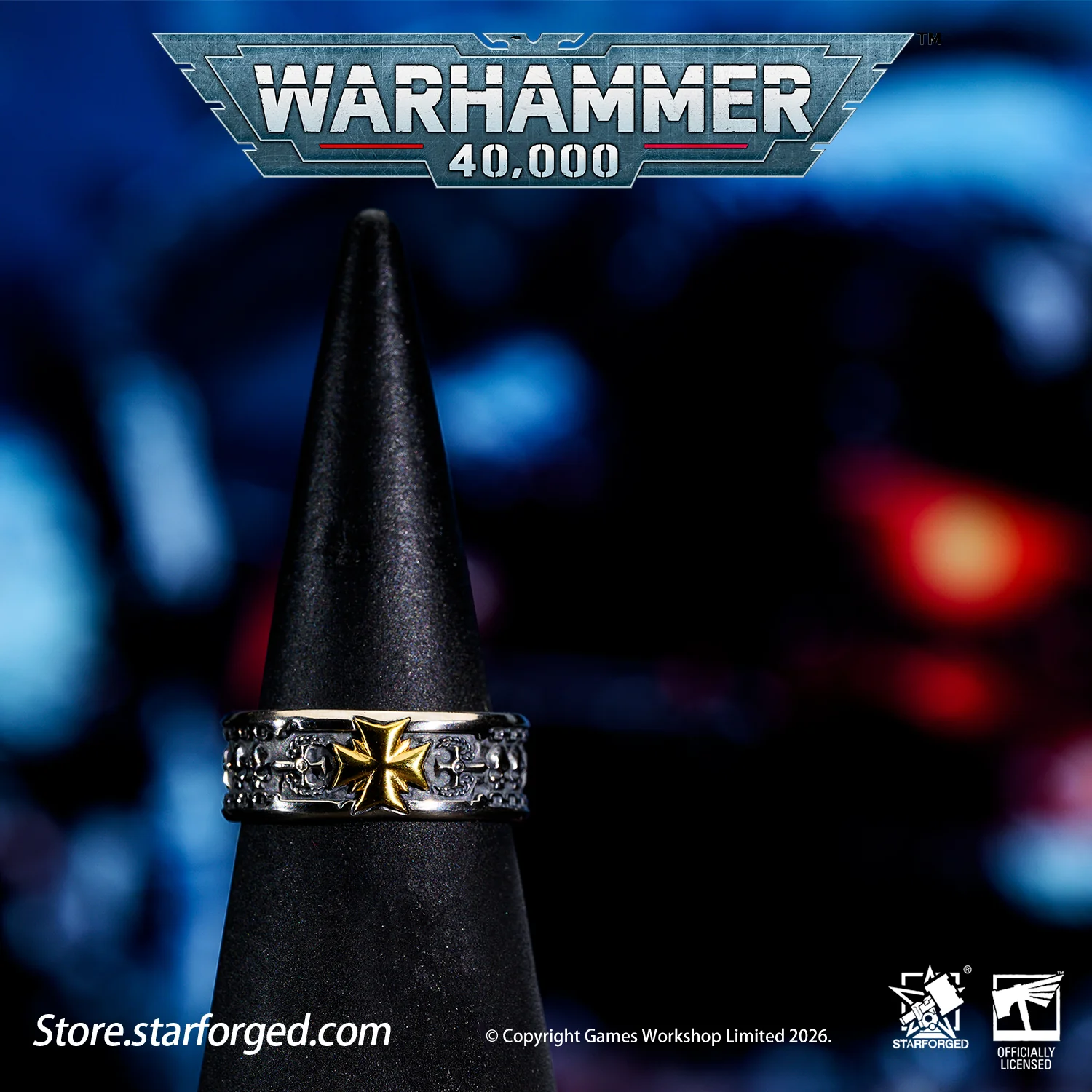 Starforged Warhammer 40K Black Templar Warhammer Ring of Crusader Vows Silver Empire Champion Ring Starforged Warhammer Gift - Image 4
