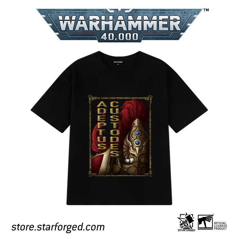 Starforged  Adeptus Custodes Warhammer 40000 Black Men's Short Sleeve Space Marine  T-Shirt Wh40K Clothing - Image 3