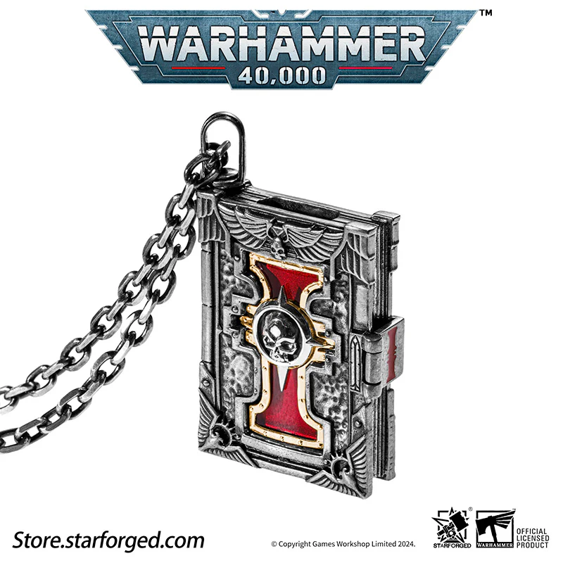 Starforged Book of the Holy Ordos & Seal of Inquisition Warhammer 40K Silver Men‘’s Necklace WH40K