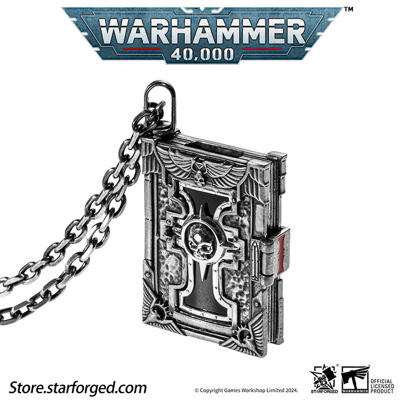 Starforged Book of the Holy Ordos & Seal of Inquisition Warhammer 40K Silver Men‘’s Necklace WH40K - Image 3