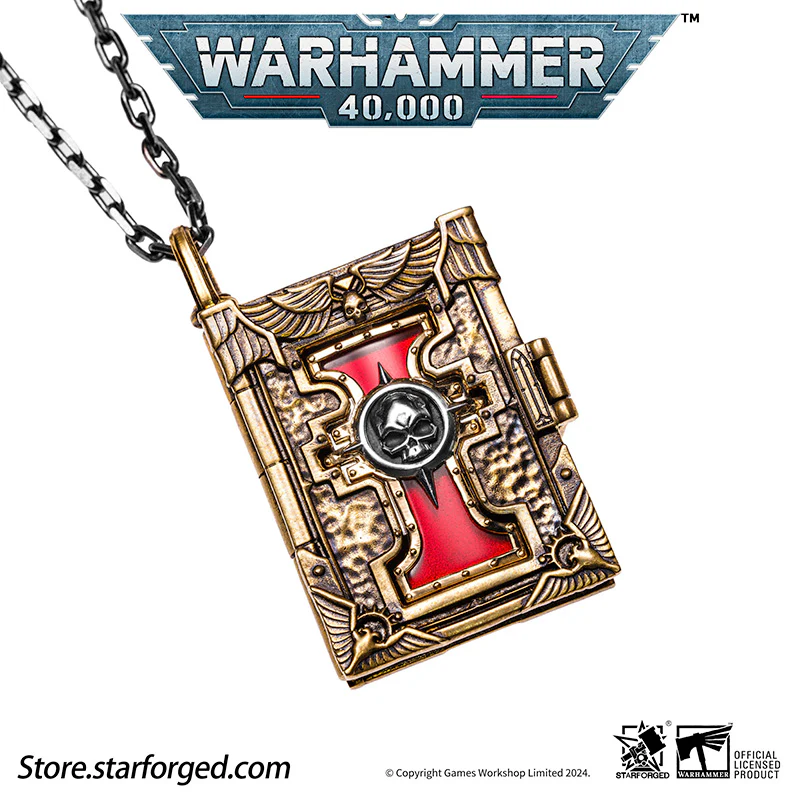 Starforged  Book of the Holy Ordos &  Seal of Inquisition Warhammer 40K Copper Men‘’s Necklace  WH40K - Image 5
