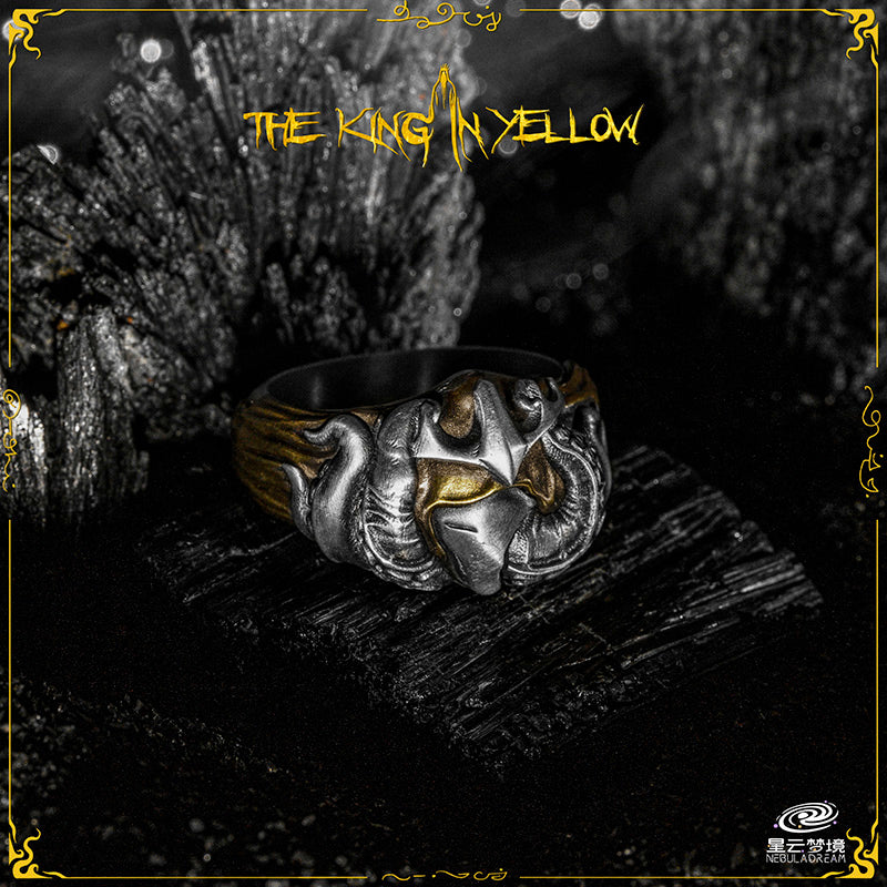Starforged Cthulhu Mythos Hastur's Mask Ring The King in Yellow Men's Thriller Horror theme Ring - Image 3