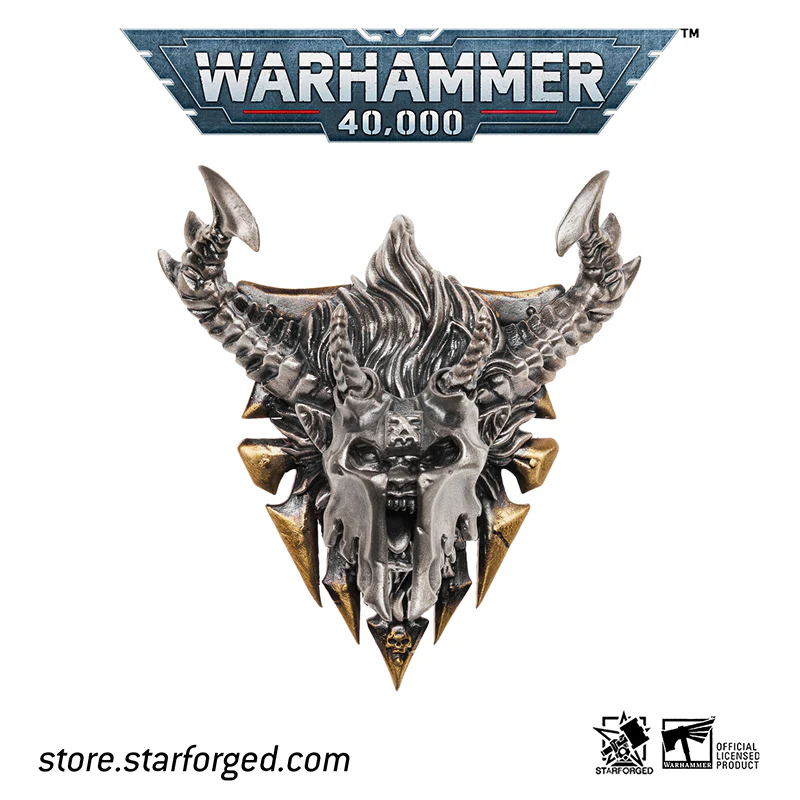 Starforged  Ka'Bandha Khorne Chaos Demon Men's Silver Necklace Warhammer 40K Blood Angel Killer Pendant
