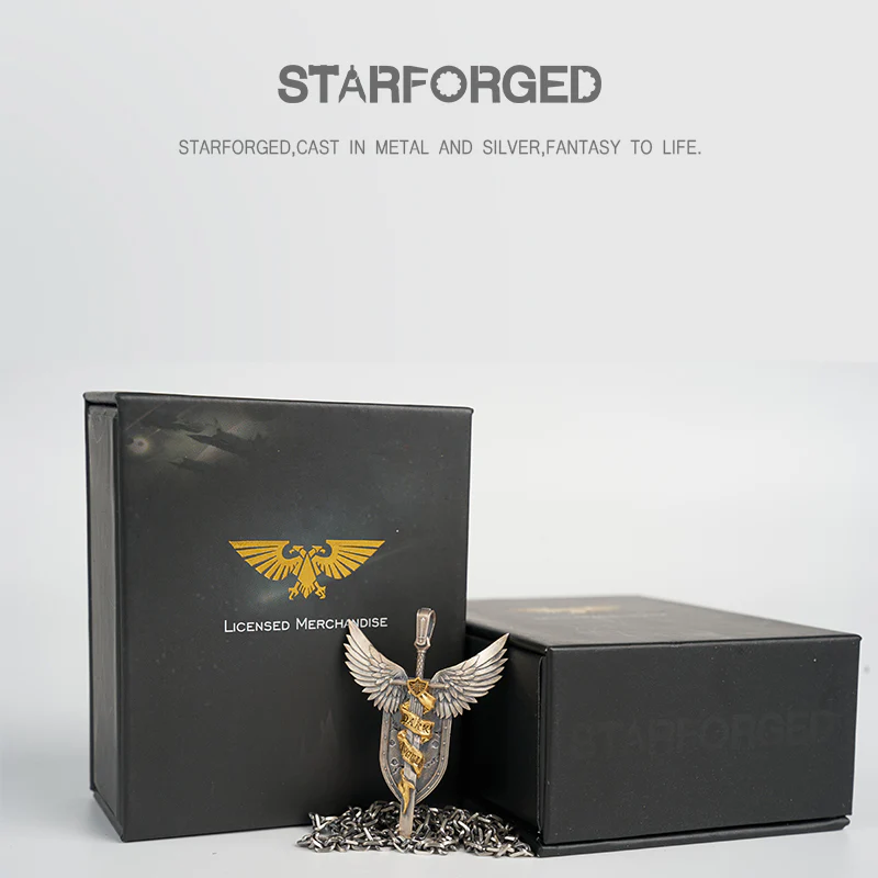 Starforged Lion El'Jonson Warhammer 40K Dark Angels Necklace Men's Space Marines Pendant Gold Inlaid - Image 6