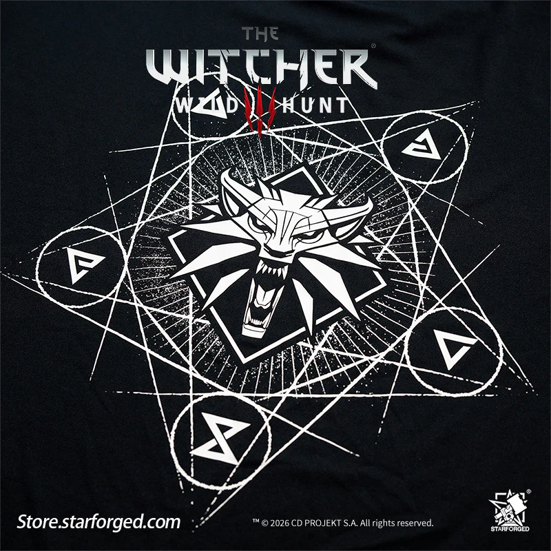 Starforged The Witcher 3: Wild Hunt Witcher3 Themed Signs Breathable lce Silk T-shirt Game Merchandise Officially Authorized - Image 4