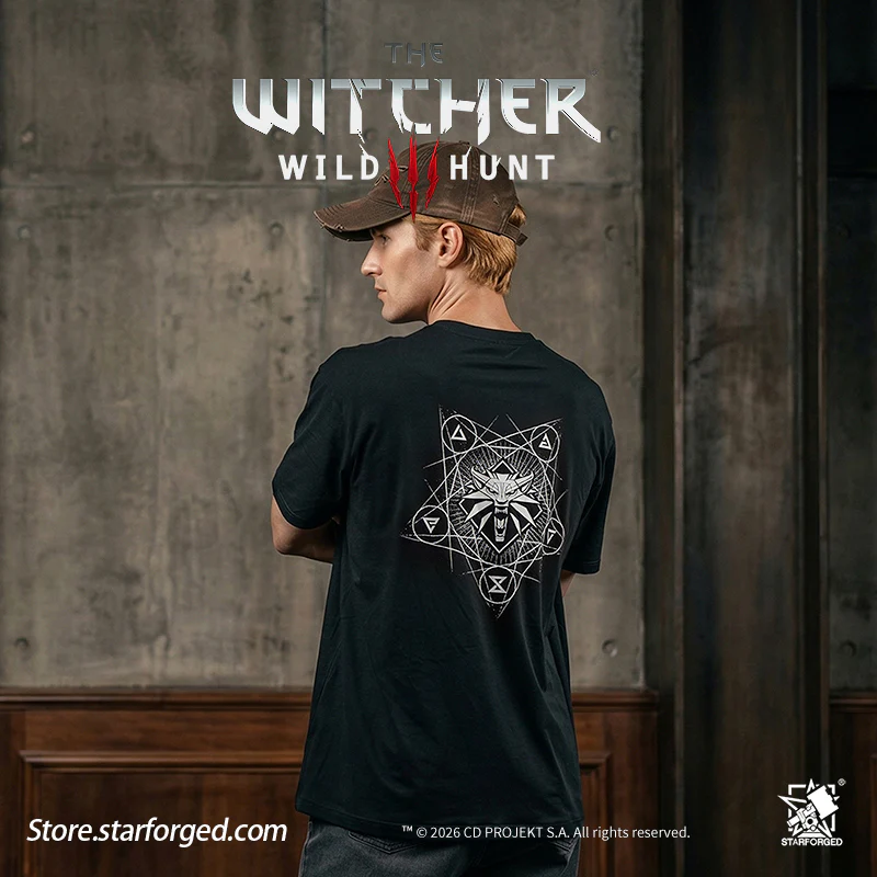 Starforged The Witcher 3: Wild Hunt Witcher3 Themed Signs Breathable lce Silk T-shirt Game Merchandise Officially Authorized - Image 5