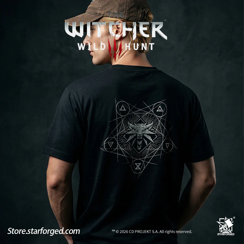 Starforged The Witcher 3: Wild Hunt Witcher3 Themed Signs Breathable lce Silk T-shirt Game Merchandise Officially Authorized - Image 6