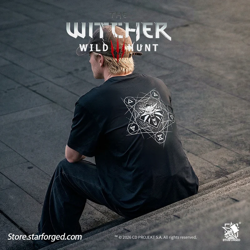 Starforged The Witcher 3: Wild Hunt Witcher3 Themed Signs Breathable lce Silk T-shirt Game Merchandise Officially Authorized - Image 8