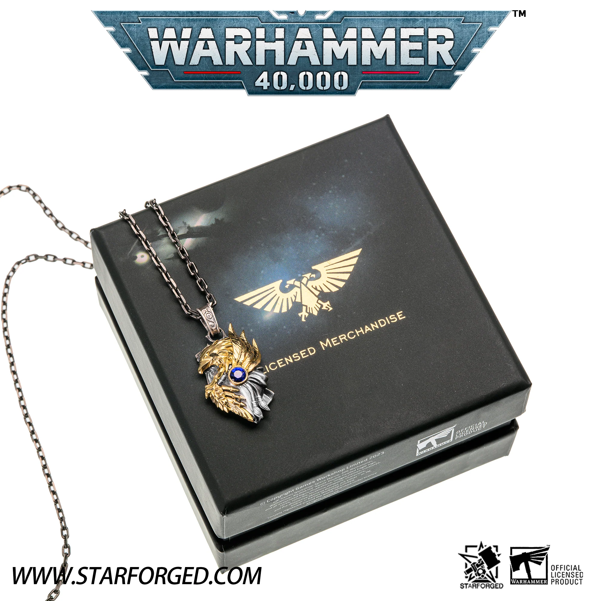 Starforged Throne Watcher's Shield Warhammer 40K Adeptus Custodes Golden Legion Men's necklace - Image 8