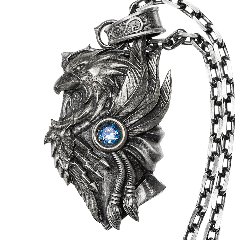 Starforged Throne Watcher's Shield Warhammer 40K Adeptus Custodes Golden Legion Men's Necklace Sterling Silver - Image 4