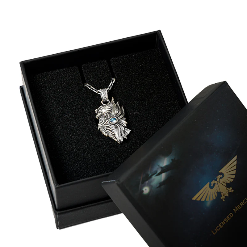 Starforged Throne Watcher's Shield Warhammer 40K Adeptus Custodes Golden Legion Men's Necklace Sterling Silver - Image 6