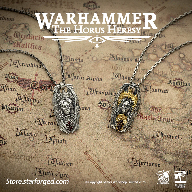 Starforged Warhammer 30K The Horus Heresy Blood Angels Sanguinius Commemorative Pendant Silver Necklace Men's Fashion Jewelry - Image 4