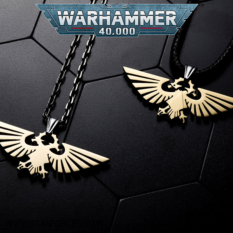 Starforged Warhammer 40000 Imperial Aquila WH40 Men's Stainless Steel Necklace Gold Plated Pendant - Image 2
