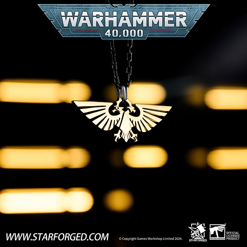 Starforged Warhammer 40000 Imperial Aquila WH40 Men's Stainless Steel Necklace Gold Plated Pendant - Image 5
