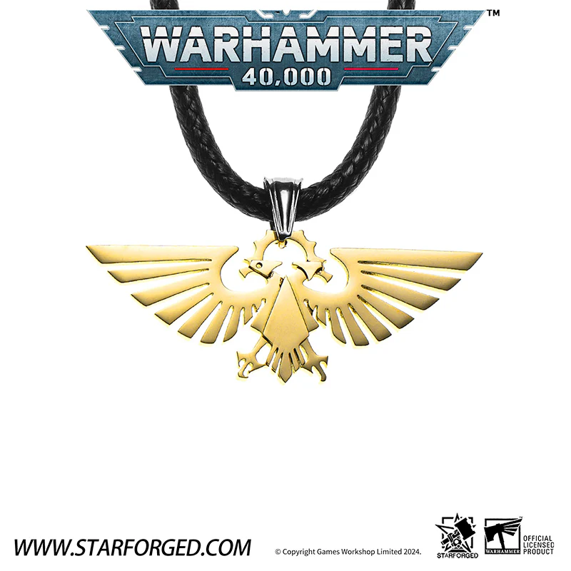 Starforged Warhammer 40000 Imperial Aquila WH40 Men's Stainless Steel Necklace Gold Plated Pendant - Image 6