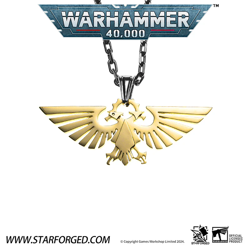 Starforged Warhammer 40000 Imperial Aquila WH40 Men's Stainless Steel Necklace Gold Plated Pendant - Image 7