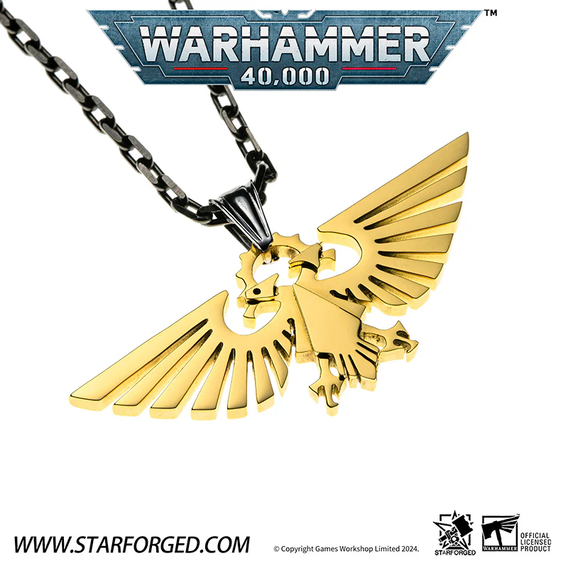 Starforged Warhammer 40000 Imperial Aquila WH40 Men's Stainless Steel Necklace Gold Plated Pendant - Image 8