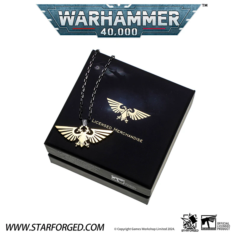 Starforged Warhammer 40000 Imperial Aquila WH40 Men's Stainless Steel Necklace Gold Plated Pendant - Image 9