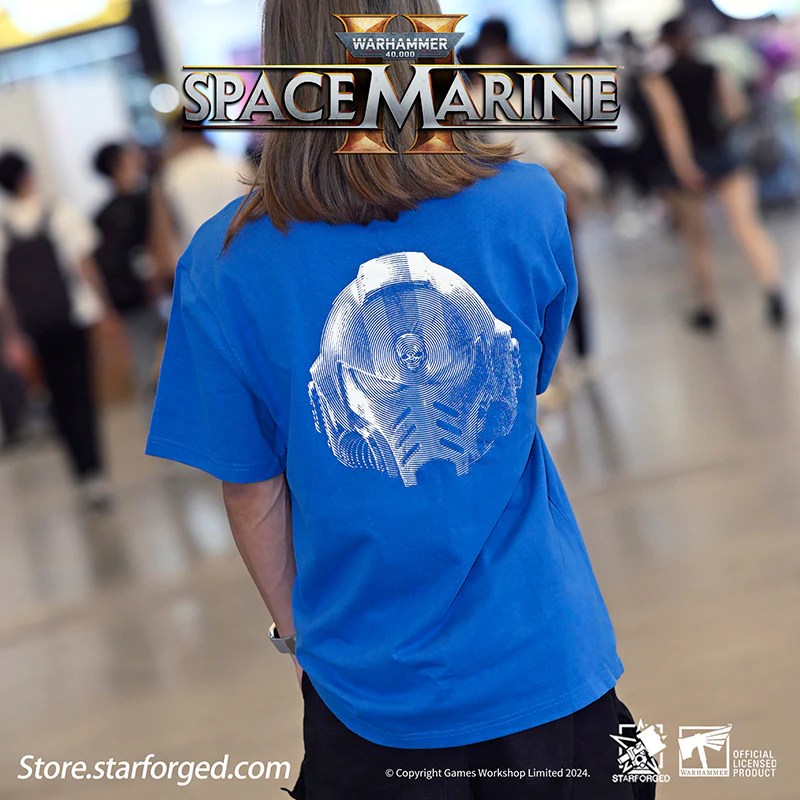 Starforged Warhammer 40000 Space Marines 2 Themed  Men's  & Women Short Sleeve Blue Tshirt  Other - Image 4
