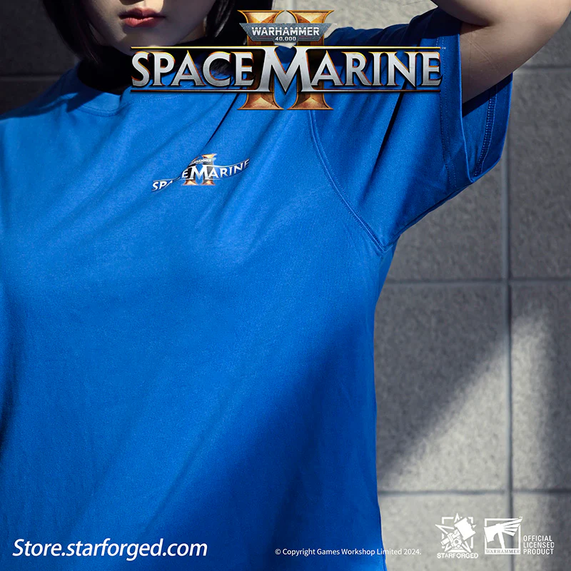 Starforged Warhammer 40000 Space Marines 2 Themed  Men's  & Women Short Sleeve Blue Tshirt  Other - Image 9