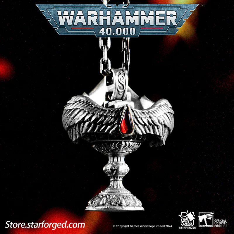 Starforged Warhammer 40K Blood Angel Red Grail Sanguinius Pendant Men's Silver Necklace Jewelry Peripherals - Image 5