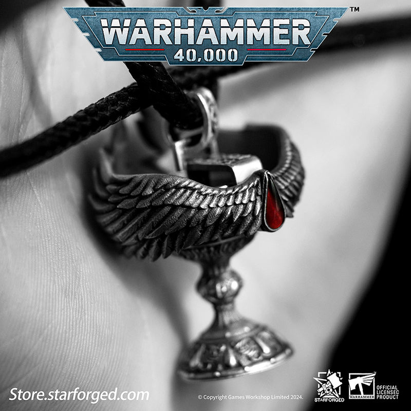 Starforged Warhammer 40K Blood Angel Red Grail Sanguinius Pendant Men's Silver Necklace Jewelry Peripherals - Image 6