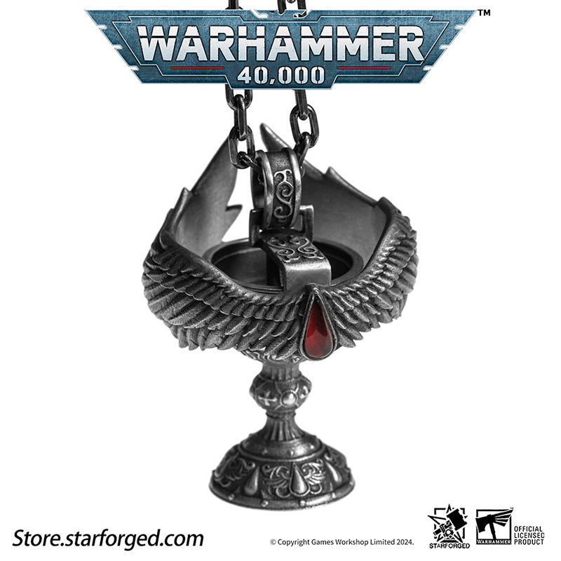 Starforged Warhammer 40K Blood Angel Red Grail Sanguinius Pendant Men's Silver Necklace Jewelry Peripherals - Image 8