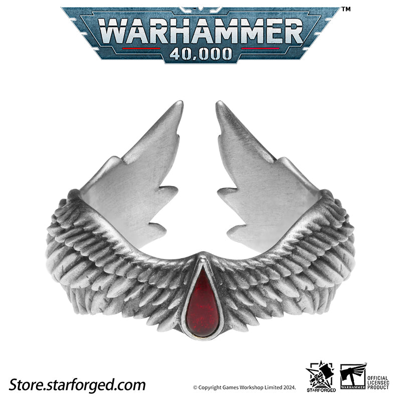 Starforged Warhammer 40K Blood Angel The Great Angel Wing Ring of Sanguinius Sterling Silver Jewelry