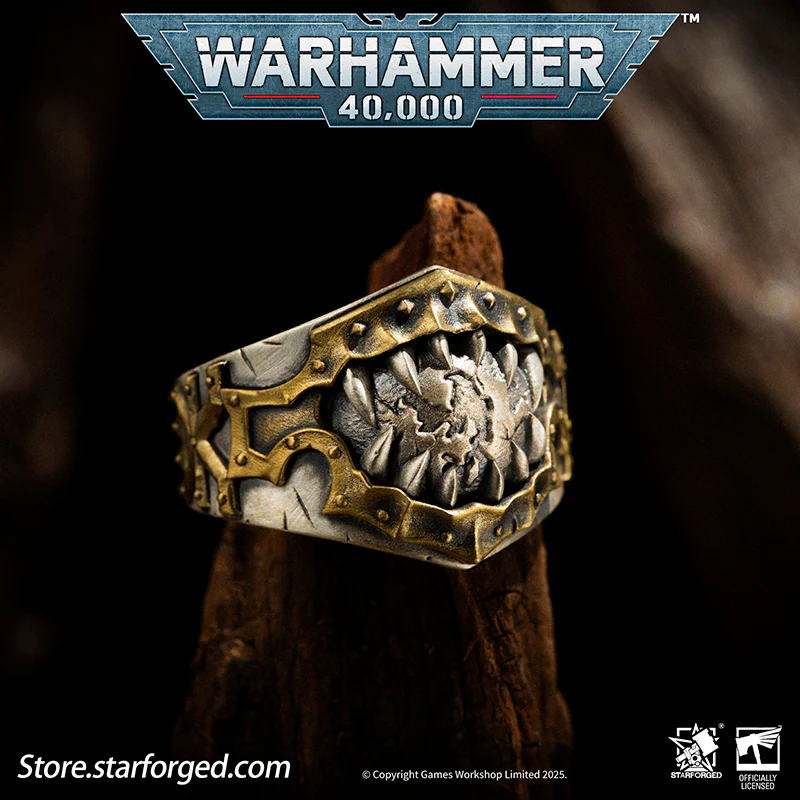 Starforged Warhammer 40K Chaos Space Marines World Eaters Berzerkers'Sigil Ring Silver Ring Men's Jewelry Accessories - Image 7