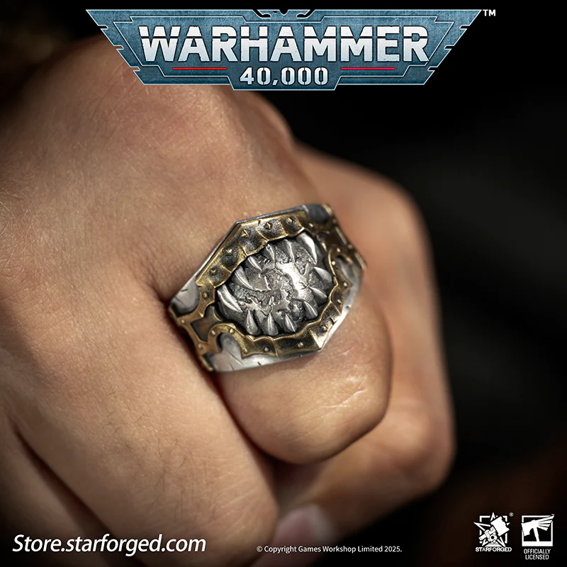 Starforged Warhammer 40K Chaos Space Marines World Eaters Berzerkers'Sigil Ring Silver Ring Men's Jewelry Accessories - Image 9