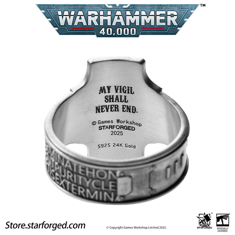 Starforged Warhammer 40K Creed of Ordo Xenos Deathwatch Silver Ring Accessories Jewelry - Image 9