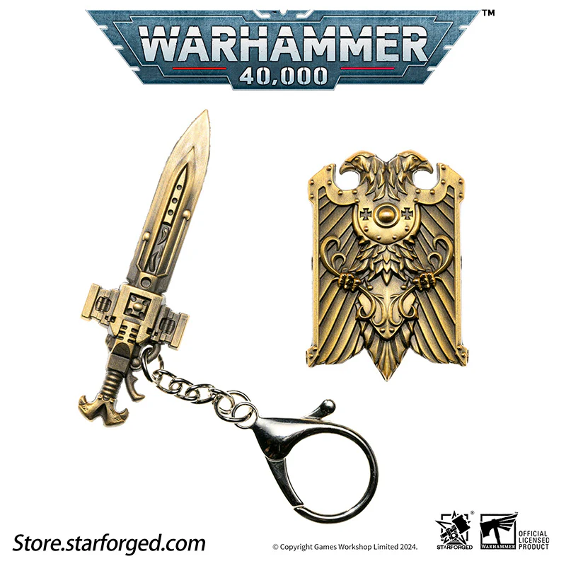 Starforged Warhammer 40K Custodes Sword & Shield Emperor of Mankind Adeptus Custode Men's Accessories Keychain Brooch - Image 15