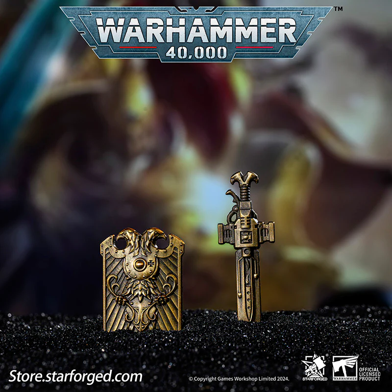 Starforged Warhammer 40K Custodes Sword & Shield Emperor of Mankind Adeptus Custode Men's Accessories Keychain Brooch - Image 2