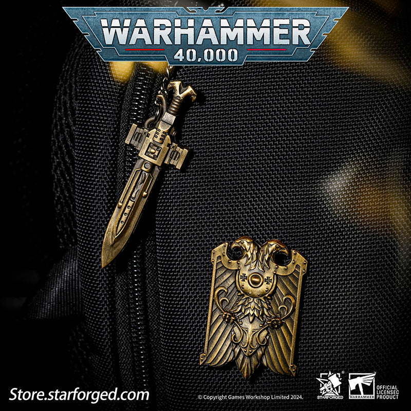 Starforged Warhammer 40K Custodes Sword & Shield Emperor of Mankind Adeptus Custode Men's Accessories Keychain Brooch - Image 3
