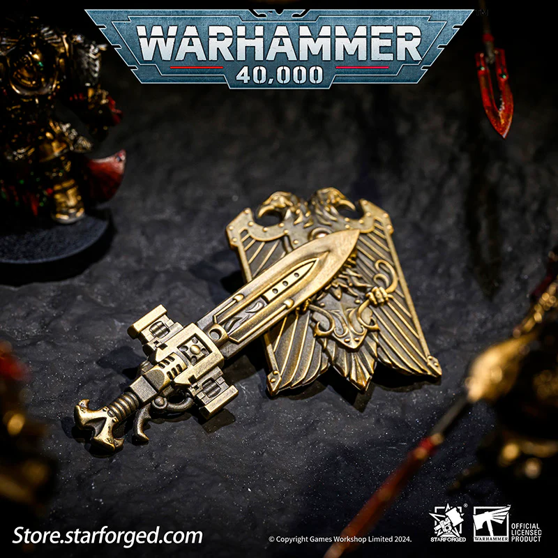 Starforged Warhammer 40K Custodes Sword & Shield Emperor of Mankind Adeptus Custode Men's Accessories Keychain Brooch - Image 4