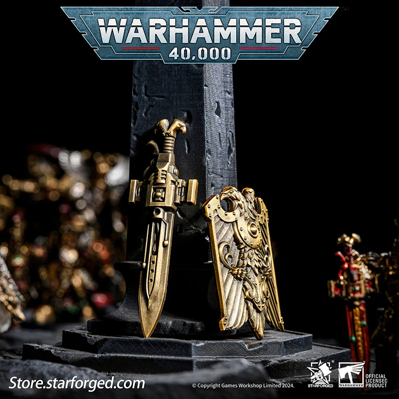 Starforged Warhammer 40K Custodes Sword & Shield Emperor of Mankind Adeptus Custode Men's Accessories Keychain Brooch - Image 7