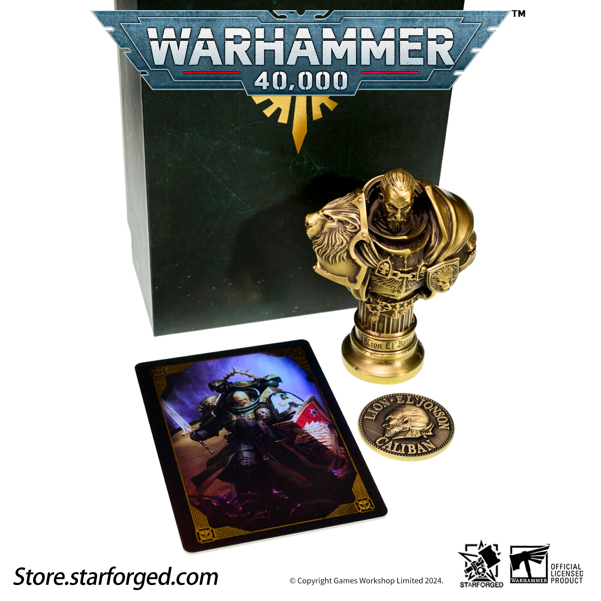 Starforged Warhammer 40K Dark Angel Lion El'Jonson Bronze Bust Seal Wax & Coin Set Other - Image 24