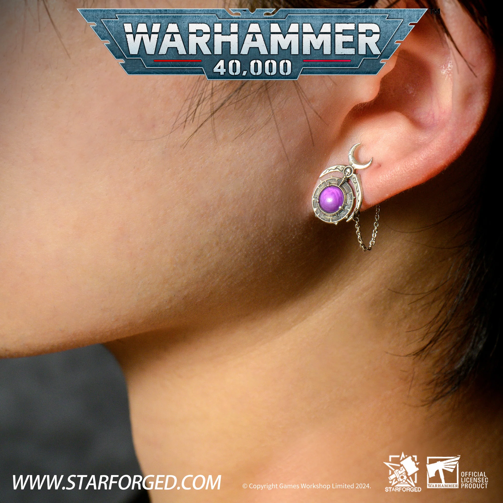 Starforged Warhammer 40K Fane of Slaanesh Earring Chaos Space Marine Men‘s Jewelry Accessories - Image 12