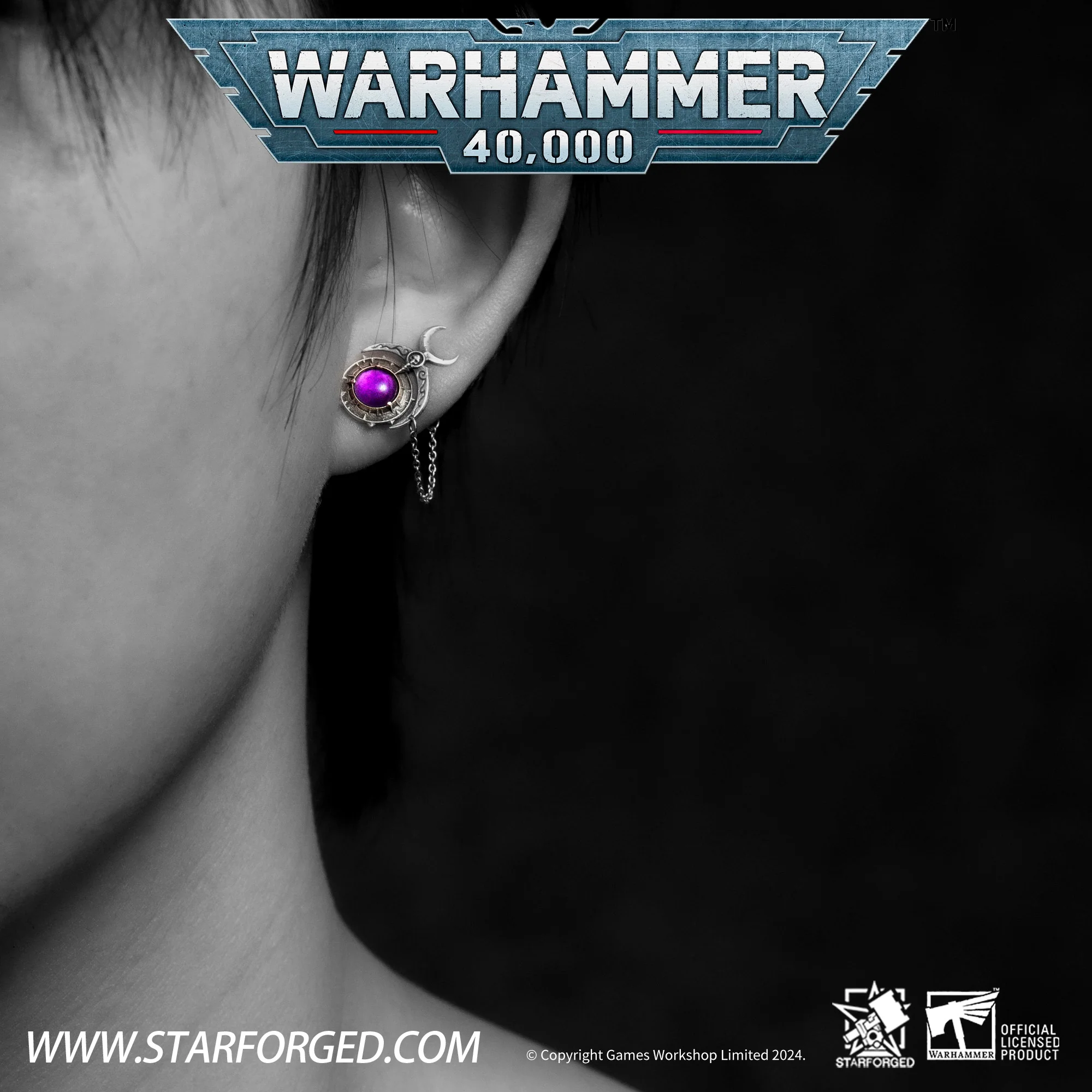 Starforged Warhammer 40K Fane of Slaanesh Earring Chaos Space Marine Men‘s Jewelry Accessories - Image 13