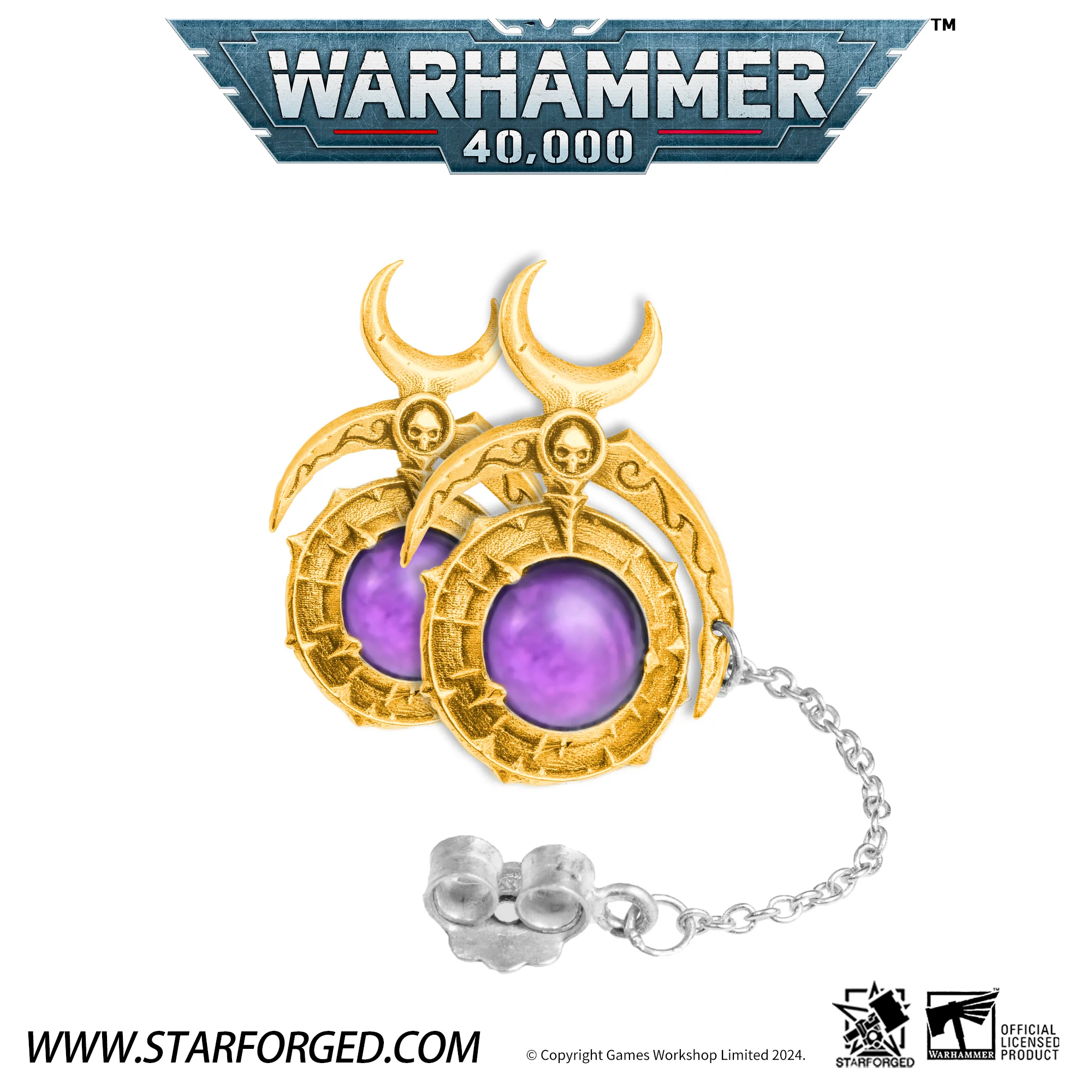 Starforged Warhammer 40K Fane of Slaanesh Earring Chaos Space Marine Men‘s Jewelry Accessories - Image 3