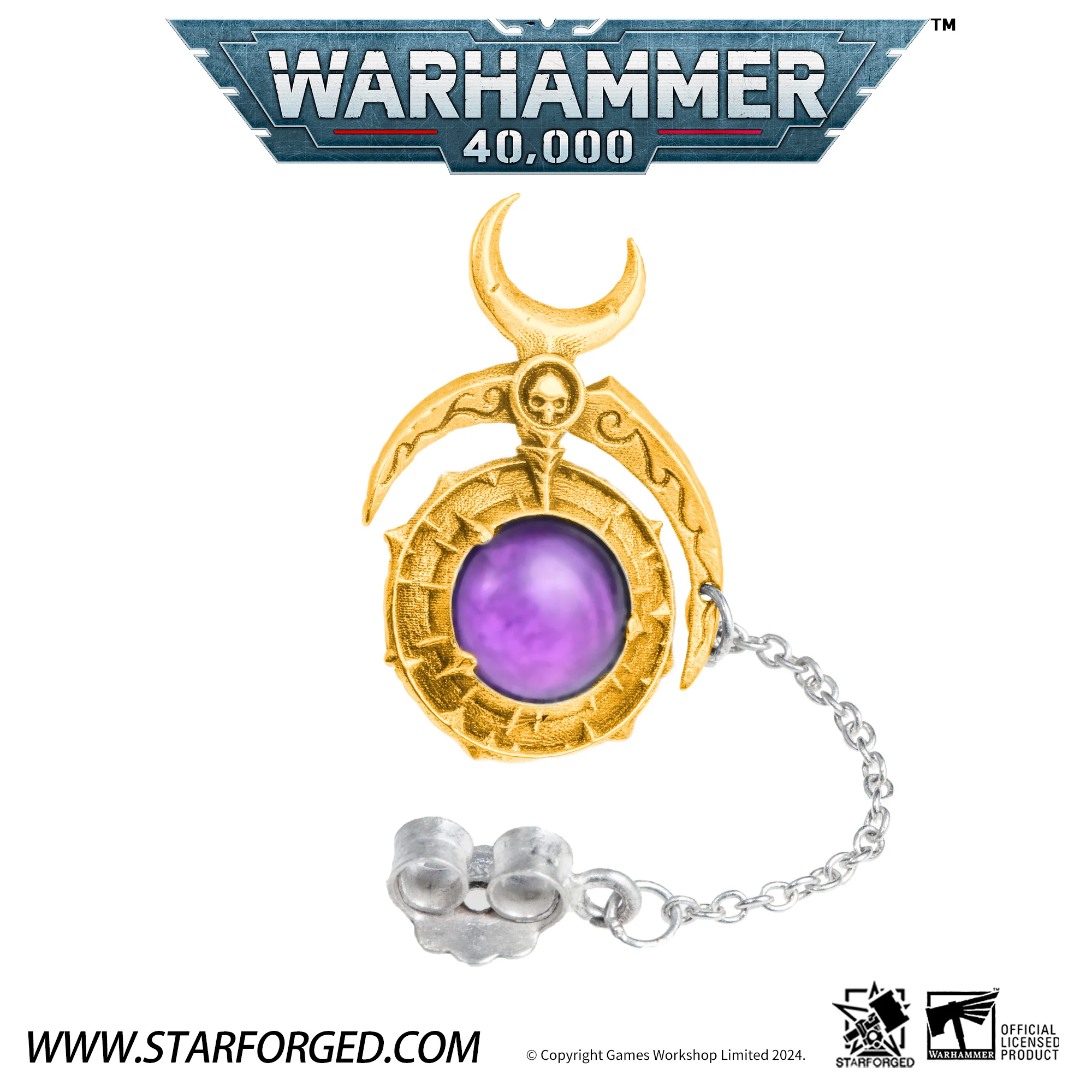Starforged Warhammer 40K Fane of Slaanesh Earring Chaos Space Marine Men‘s Jewelry Accessories - Image 4
