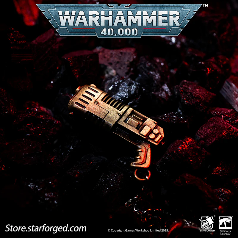 Starforged Warhammer 40K Imperium of Man Mephiston's Plasma Pistol Keychain Men's Jewelry Accessories