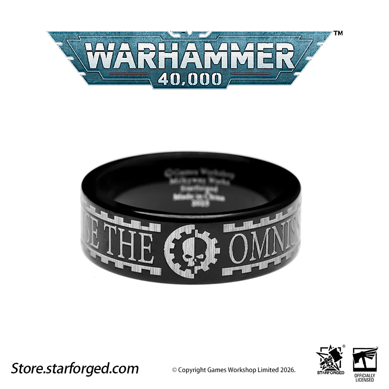 Starforged Warhammer 40K Orks & Fenrisian wolves Leagues of Votann Steel Men's Ring - Image 10