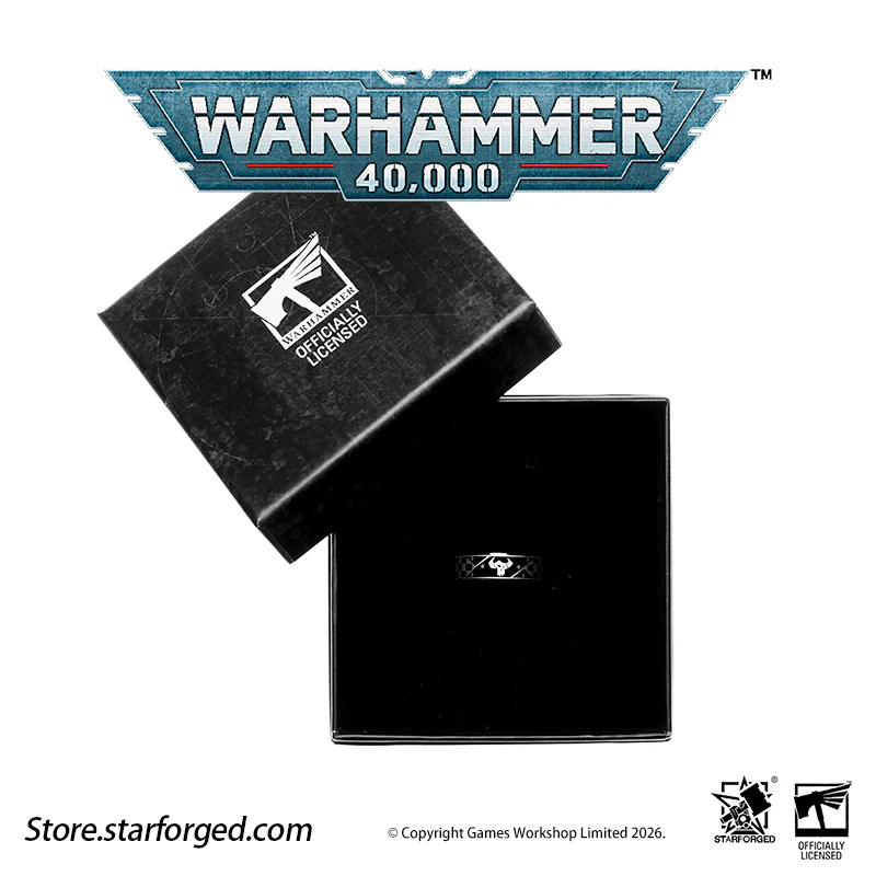 Starforged Warhammer 40K Orks & Fenrisian wolves Leagues of Votann Steel Men's Ring - Image 11